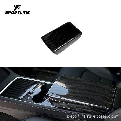 Carbon Fiber Central Control Armrest Box Cover for Tesla Model 3 & Y (2016-2023)